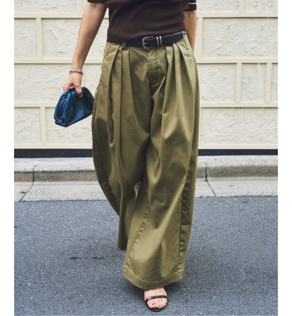 Plage「R&rsquo;IAM Super wide CHINO パンツ」|チノ|カーキ A