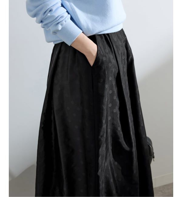 IENA「《予約》ドットジャガード タックフレアスカート」|スカート|ブラック