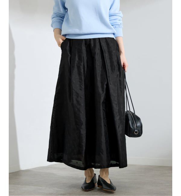 IENA「《予約》ドットジャガード タックフレアスカート」|スカート|