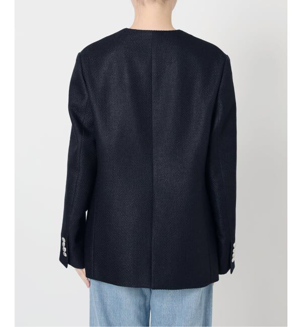 IENA「《予約》&NAVY ツィーディーダブルジャケット」|ノーカラージャケット|