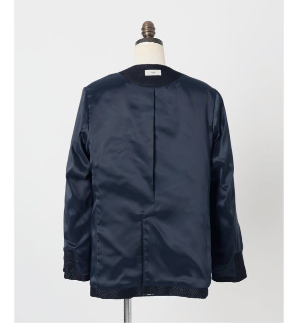 IENA「《予約》&NAVY ツィーディーダブルジャケット」|ノーカラージャケット|
