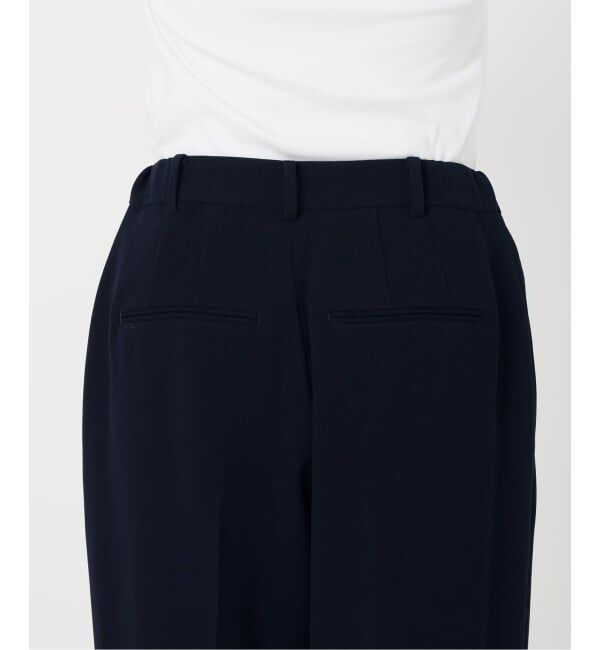 IENA「《予約》&NAVY 撥水ジョーゼットサイドゴムタックパンツ」|スラックス|