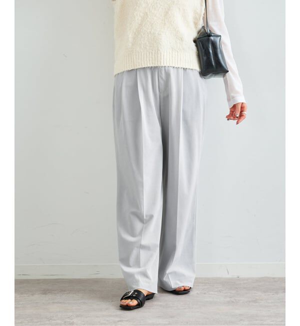 U by SPICK&SPAN「《予約》シアースラックスパンツ」|スラックス|グレー