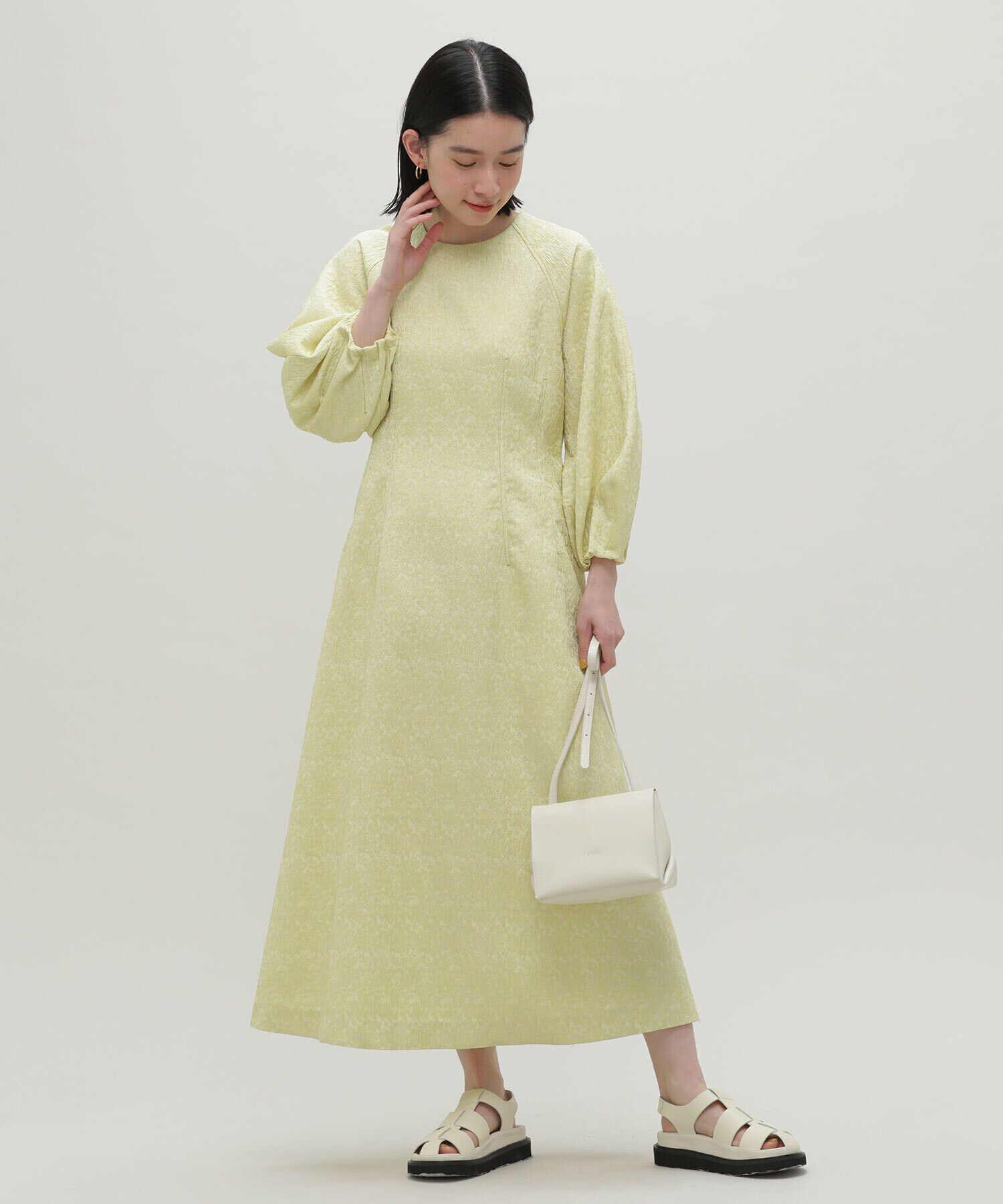 nano･universe「LB.03/フォルムジャガードワンピース」|ワンピース|ライムグリー 1