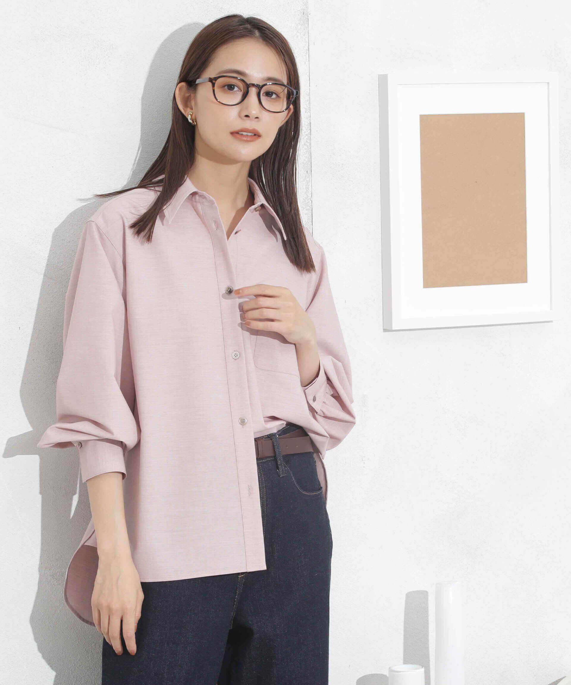 nano･universe「ギャザーワイドシャツ」|シャツ・ブラウス|ピンク