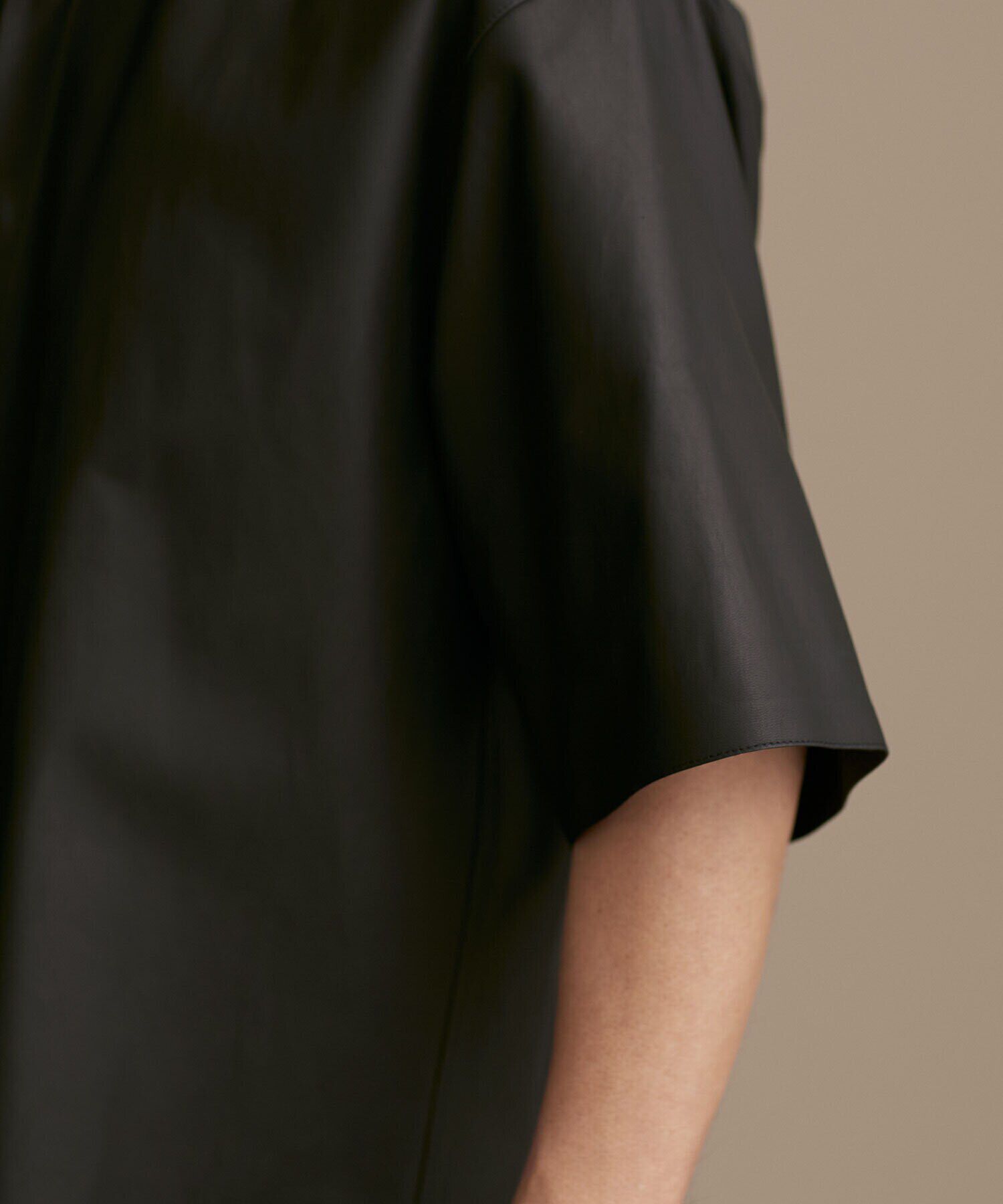 nano･universe「LB.01/レギュラーカラー ハーフスリーブ レザーシャツ」|ライダースジャケット|