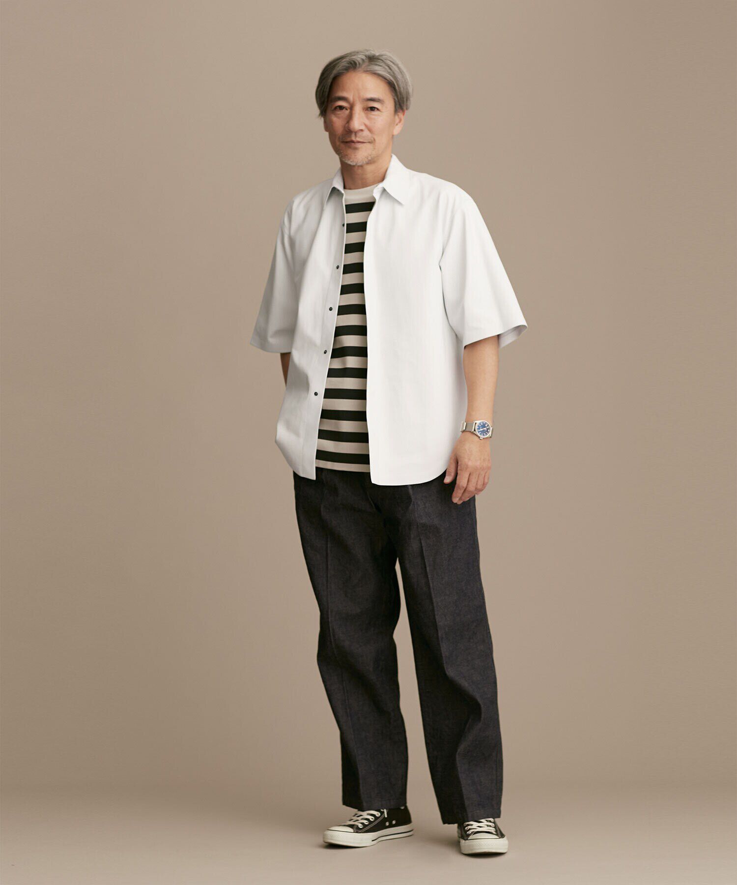 nano･universe「LB.01/レギュラーカラー ハーフスリーブ レザーシャツ」|ライダースジャケット|