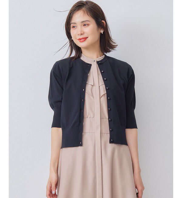 組曲「【洗える・6色展開】CANDYボタン 半袖カーディガン」|カーディガン|ブラック系