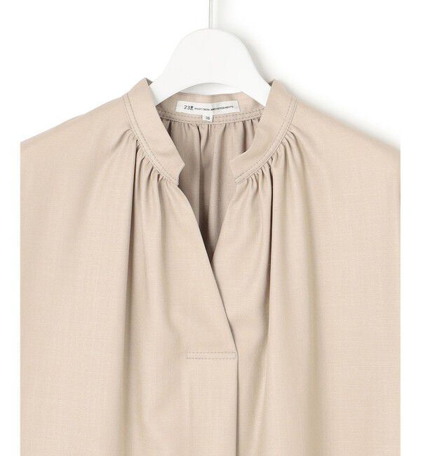 23区「【接触冷感/UVカット】ドライスラブストレッチ スキッパー ブラウス」|シャツ・ブラウス|