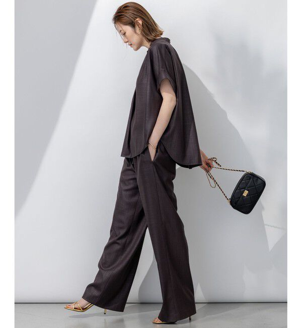 23区「【接触冷感/UVカット】ドライスラブストレッチ スキッパー ブラウス」|シャツ・ブラウス|