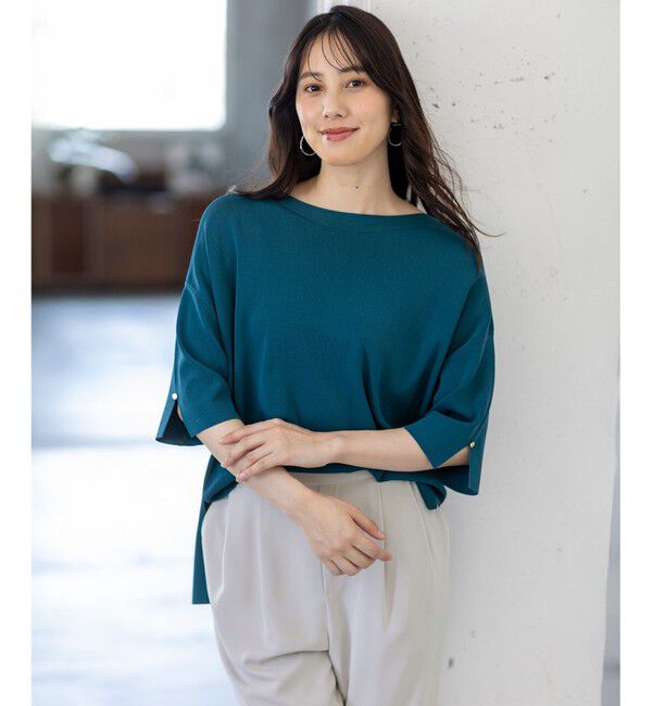 ANY SIS「【接触冷感・UVカット・洗える】ビューティクールボートネック プルオーバー」|ニット・セーター|