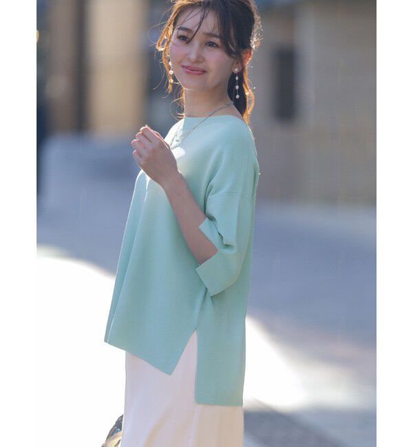 ANY SIS「【接触冷感・UVカット・洗える】ビューティクールボートネック プルオーバー」|ニット・セーター|