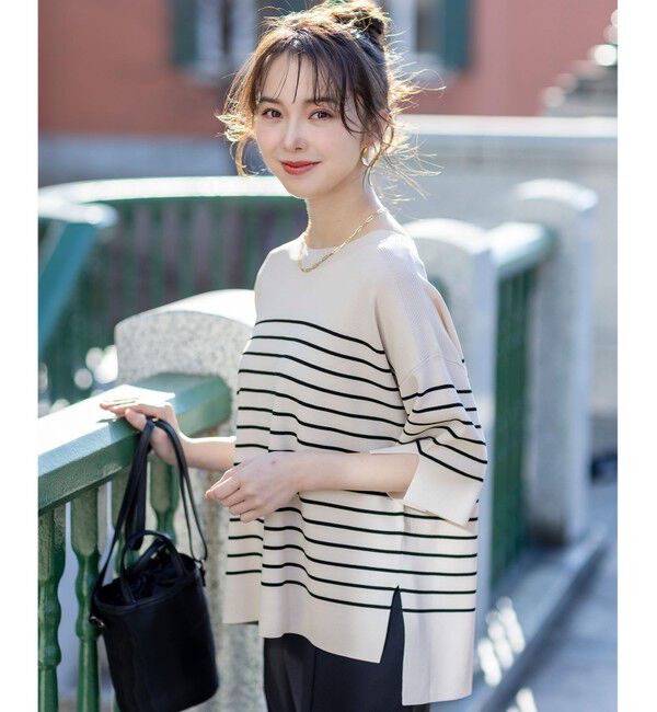 ANY SIS「【接触冷感・UVカット・洗える】ビューティクールボートネック プルオーバー」|ニット・セーター|