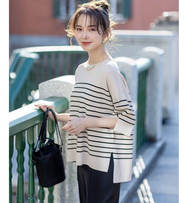 ANY SIS「【接触冷感・UVカット・洗える】ビューティクールボートネック プルオーバー」|ニット・セーター|