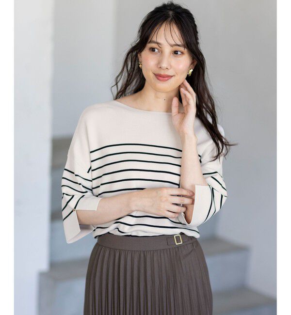 ANY SIS「【接触冷感・UVカット・洗える】ビューティクールボートネック プルオーバー」|ニット・セーター|