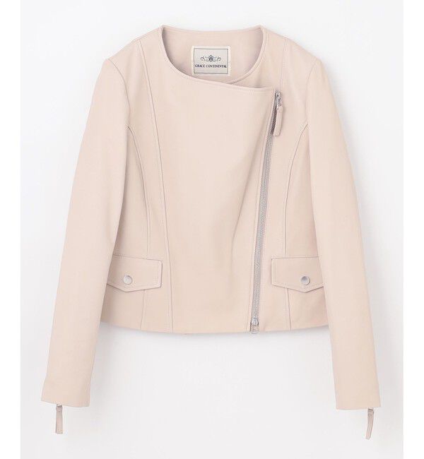 GRACE CONTINENTAL「ジップライダースジャケット」|ライダースジャケット|ベージュ
