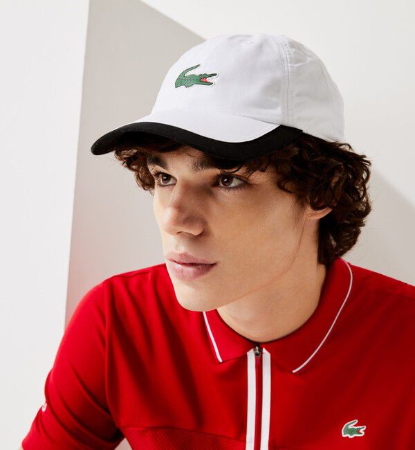LACOSTE「ワニロゴパッチ6パネルスポーツキャップ」|キャップ・キャスケット|ホワイト