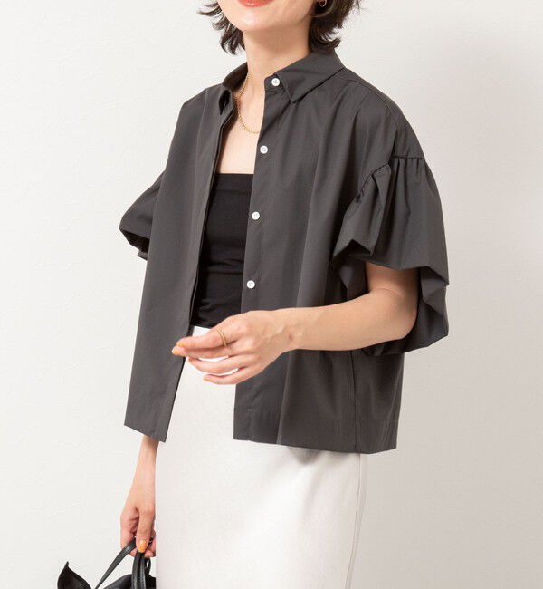 NOLLEY'S「ラッフルスリーブブラウス」|シャツ・ブラウス|チャコールグレー