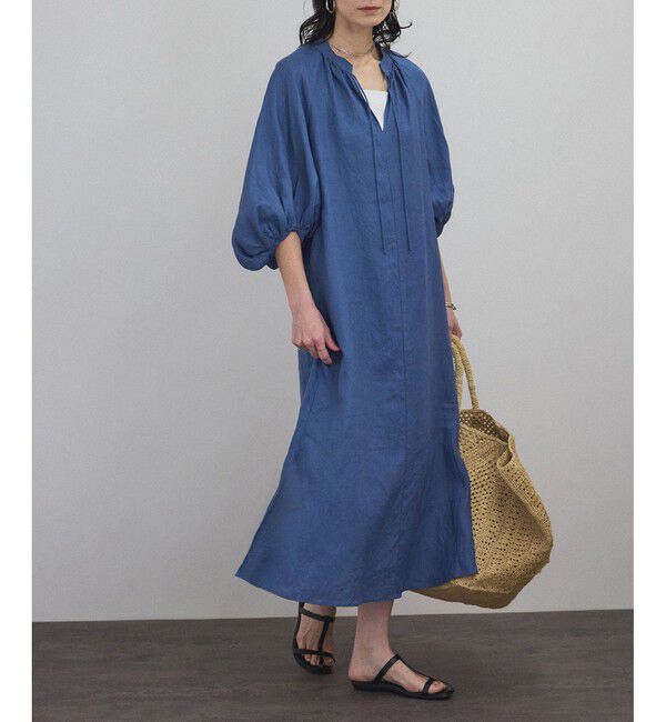 SALON adam et rope'「【WEB限定】ヨーロピアンフラックスリネンワンピース［洗える］」|ワンピース|