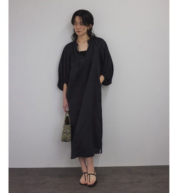 SALON adam et rope'「【WEB限定】ヨーロピアンフラックスリネンワンピース［洗える］」|ワンピース|