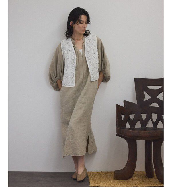 SALON adam et rope'「【WEB限定】ヨーロピアンフラックスリネンワンピース［洗える］」|ワンピース|