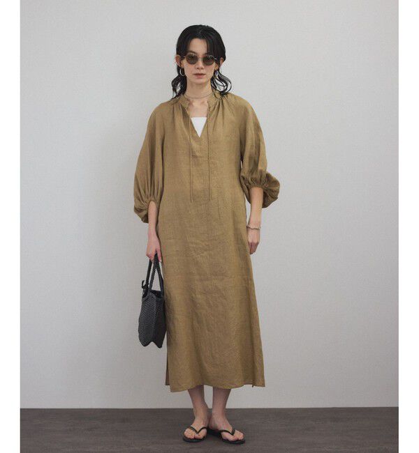 SALON adam et rope'「【WEB限定】ヨーロピアンフラックスリネンワンピース［洗える］」|ワンピース|