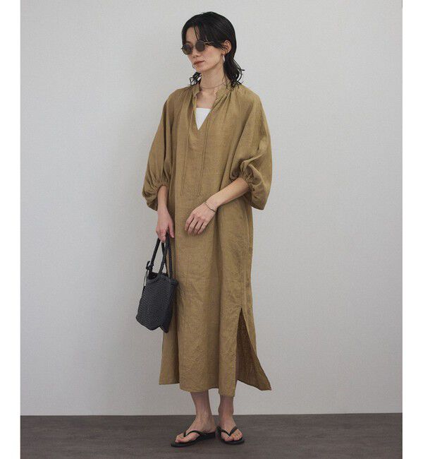 SALON adam et rope'「【WEB限定】ヨーロピアンフラックスリネンワンピース［洗える］」|ワンピース|ベージュ(27)
