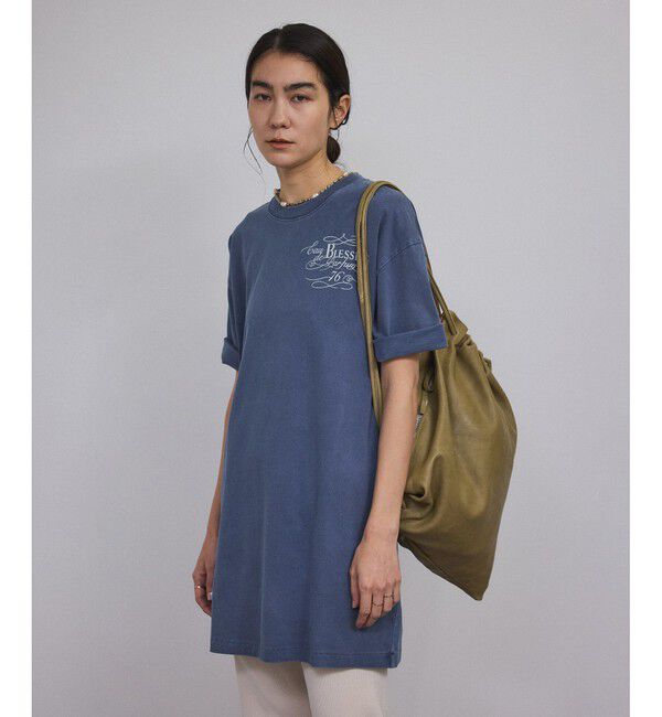 SALON adam et rope'「ビンテージライクパルファムプリントビッグTシャツ」|Tシャツ・カットソー|ブルー系(45)