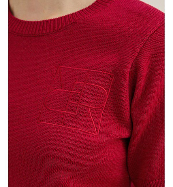 ROPE「【洗える】クルーネックミドルゲージ5分袖ニット【オーガニックコットン】/セットイン対応」|ニット・セーター|