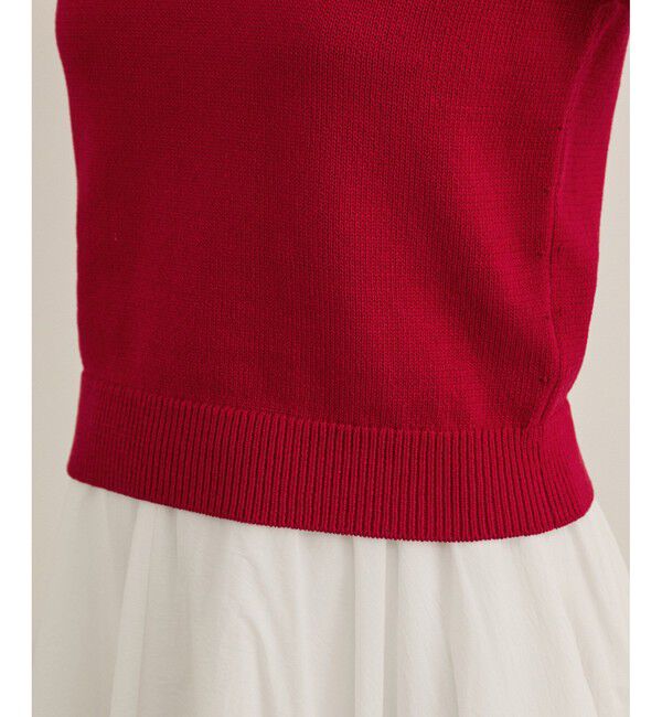 ROPE「【洗える】クルーネックミドルゲージ5分袖ニット【オーガニックコットン】/セットイン対応」|ニット・セーター|