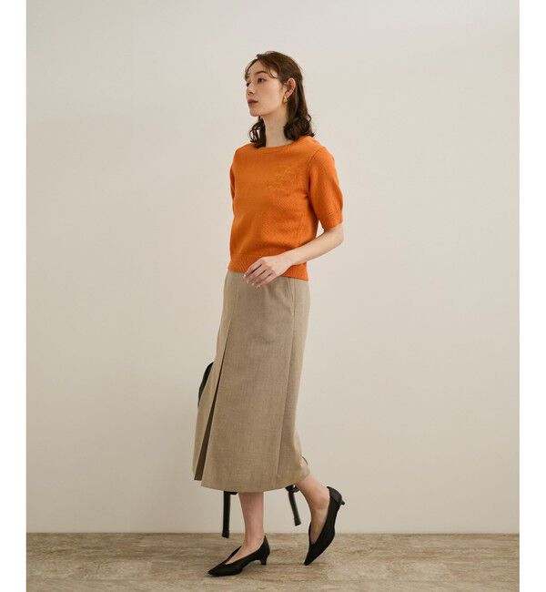 ROPE「【洗える】クルーネックミドルゲージ5分袖ニット【オーガニックコットン】/セットイン対応」|ニット・セーター|