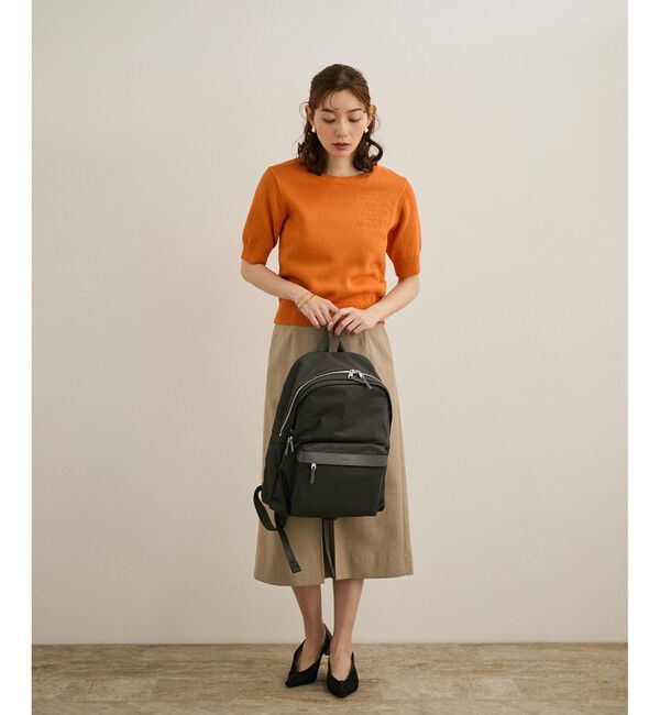 ROPE「【洗える】クルーネックミドルゲージ5分袖ニット【オーガニックコットン】/セットイン対応」|ニット・セーター|