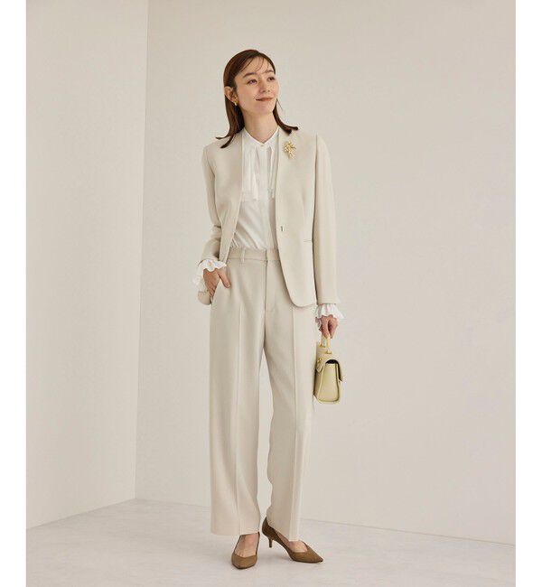 ROPE「トリアセダブルクロスストレートワイドパンツ【セレモニー/通勤対応】」|チノ|