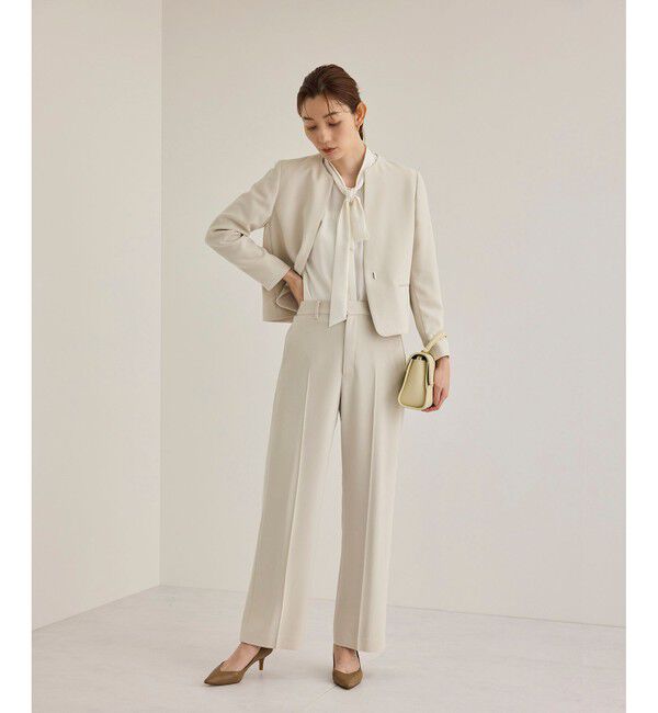 ROPE「トリアセダブルクロスストレートワイドパンツ【セレモニー/通勤対応】」|チノ|