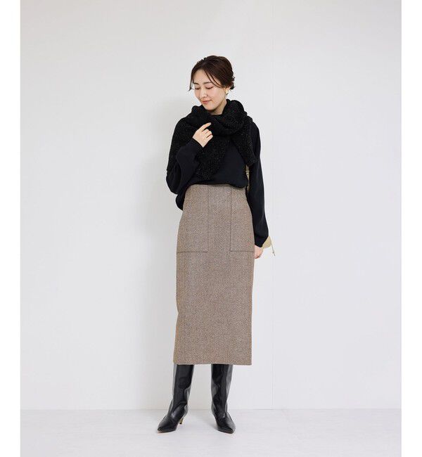 ROPE「【WEB限定】ヘリンボーンポケット付きタイトスカート」|スカート|