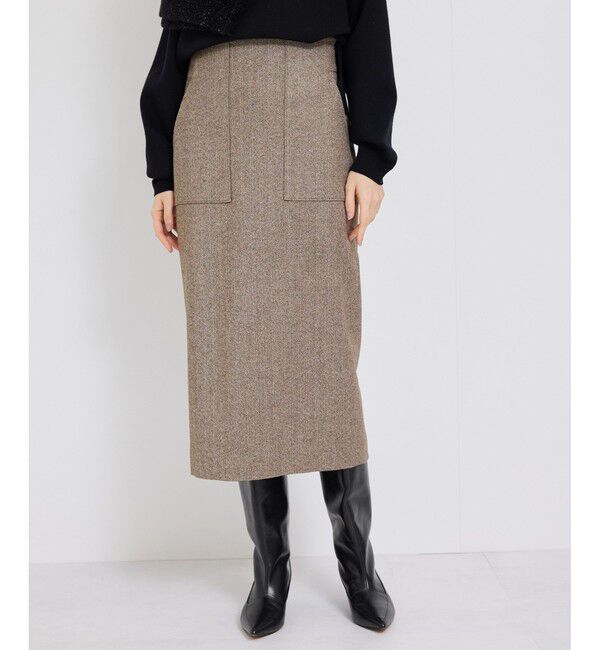 ROPE「【WEB限定】ヘリンボーンポケット付きタイトスカート」|スカート|