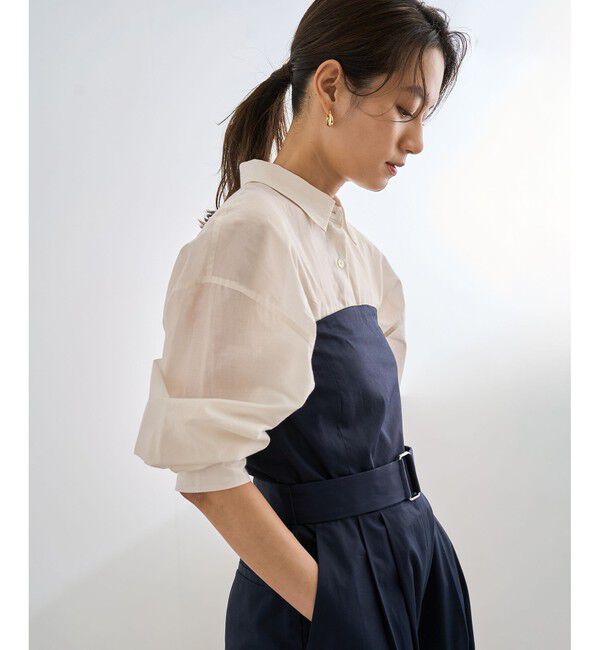 ROPE「【洗える】コットンシアークロップドシャツブラウス」|シャツ・ブラウス|