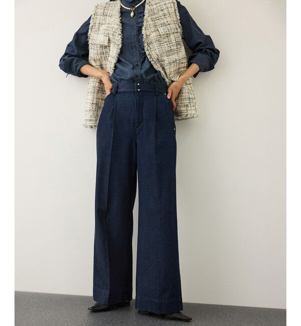 ROPE「テンセルデニムストレートワイドパンツ/イージーケア・セットアップ対応」|デニム|