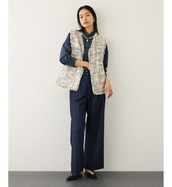 ROPE「テンセルデニムストレートワイドパンツ/イージーケア・セットアップ対応」|デニム|