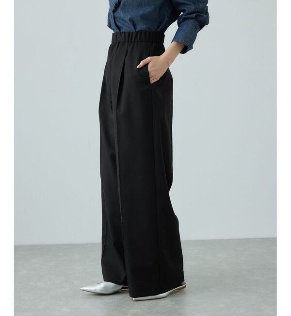 ROPE「トリアセツイル ワンタックイージーワイドパンツ(デニムライク)/イージーケア・セットアップ対応」|スラックス|