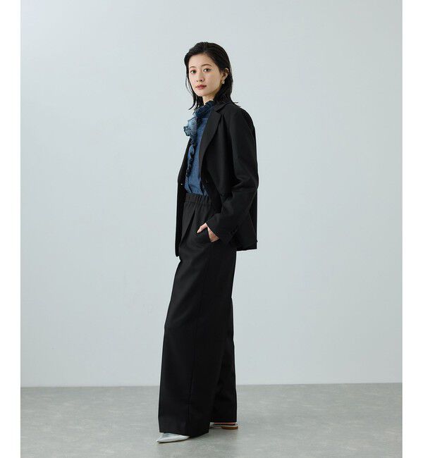 ROPE「トリアセツイル ワンタックイージーワイドパンツ(デニムライク)/イージーケア・セットアップ対応」|スラックス|