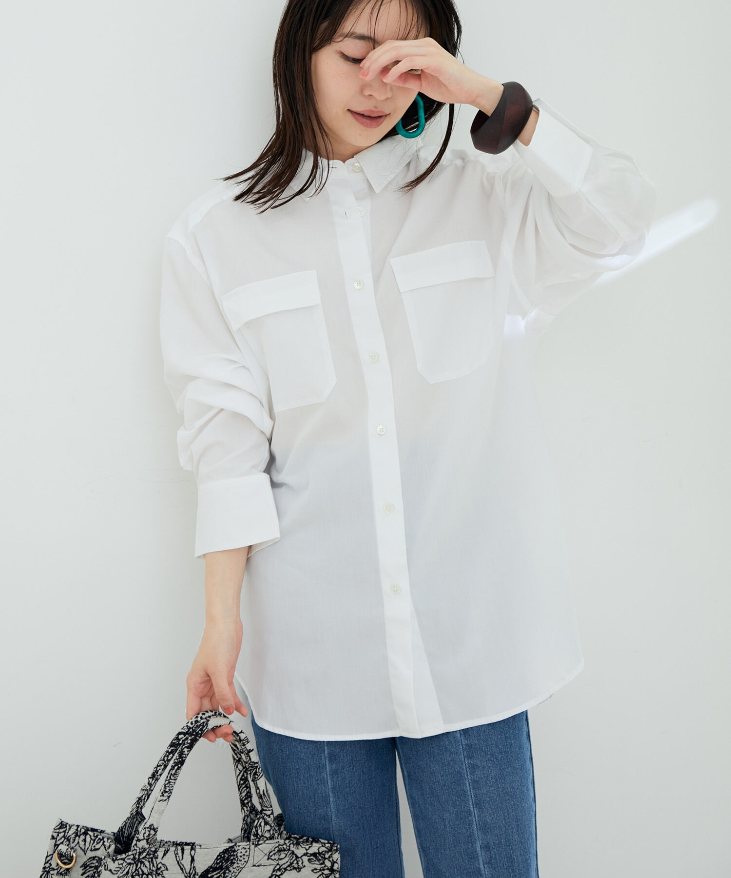 VIS「【鎌倉シャツ&times;ViS】ポプリンドロップショルダーシャツ」|シャツ・ブラウス|