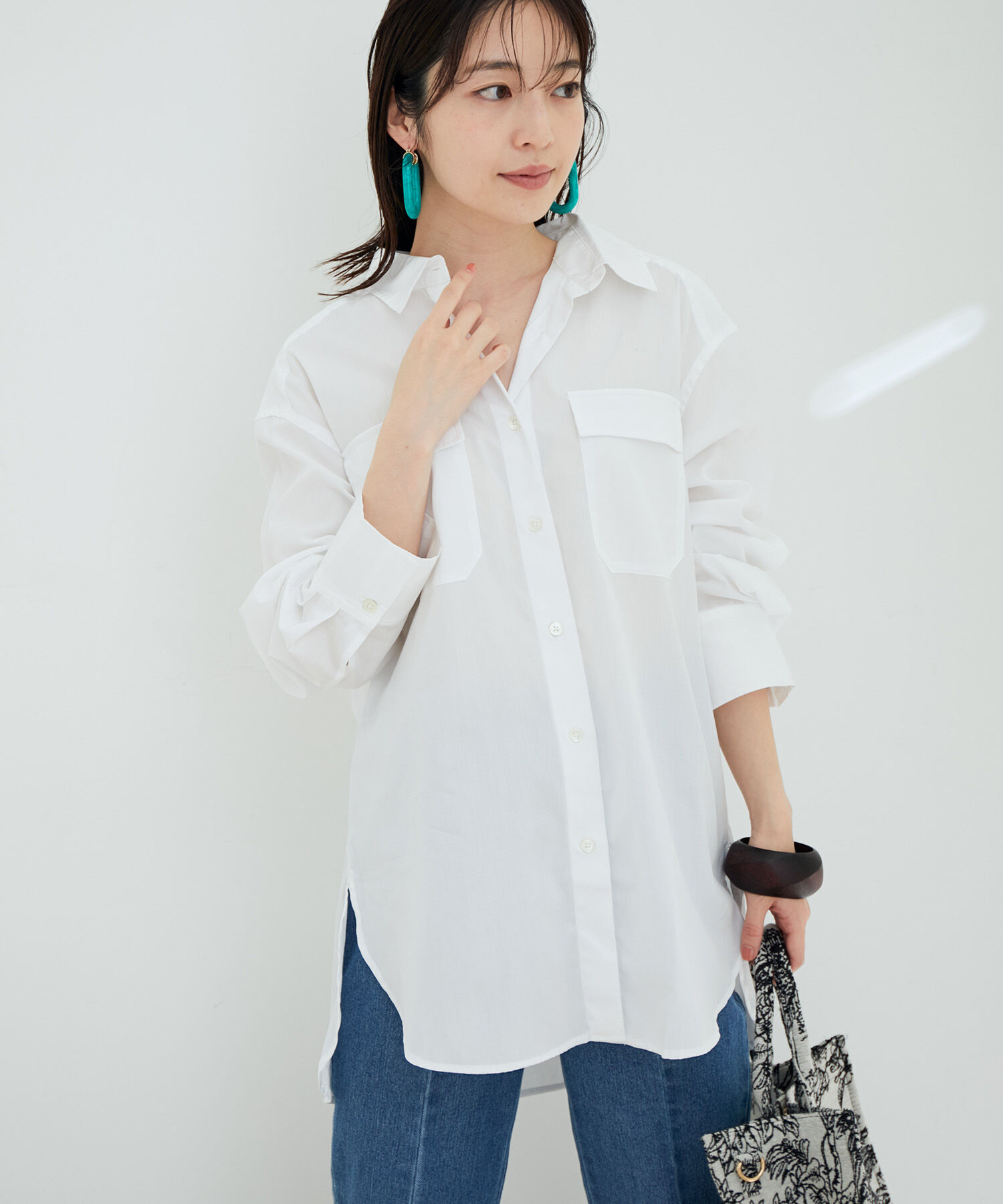 VIS「【鎌倉シャツ&times;ViS】ポプリンドロップショルダーシャツ」|シャツ・ブラウス|