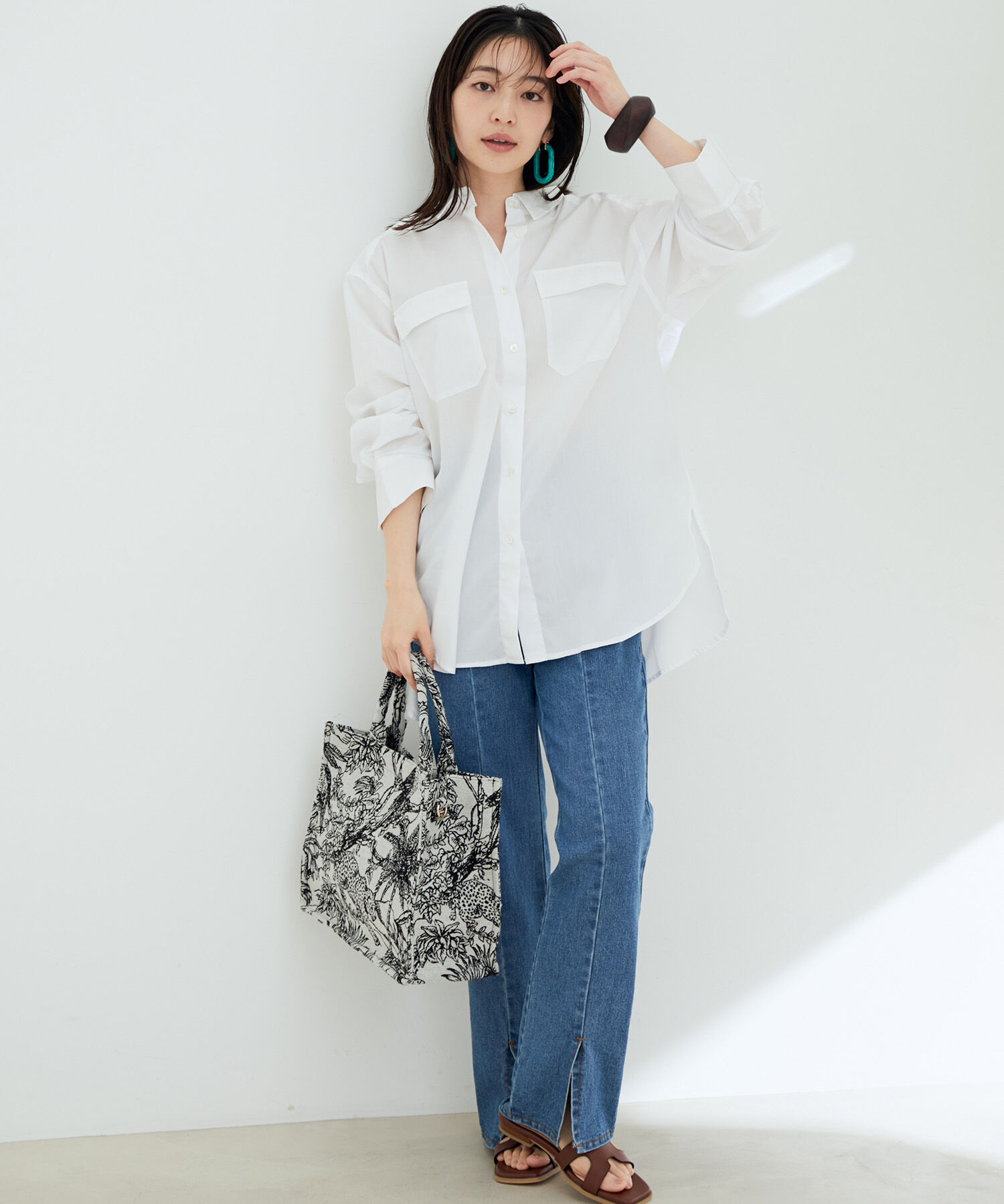 VIS「【鎌倉シャツ&times;ViS】ポプリンドロップショルダーシャツ」|シャツ・ブラウス|