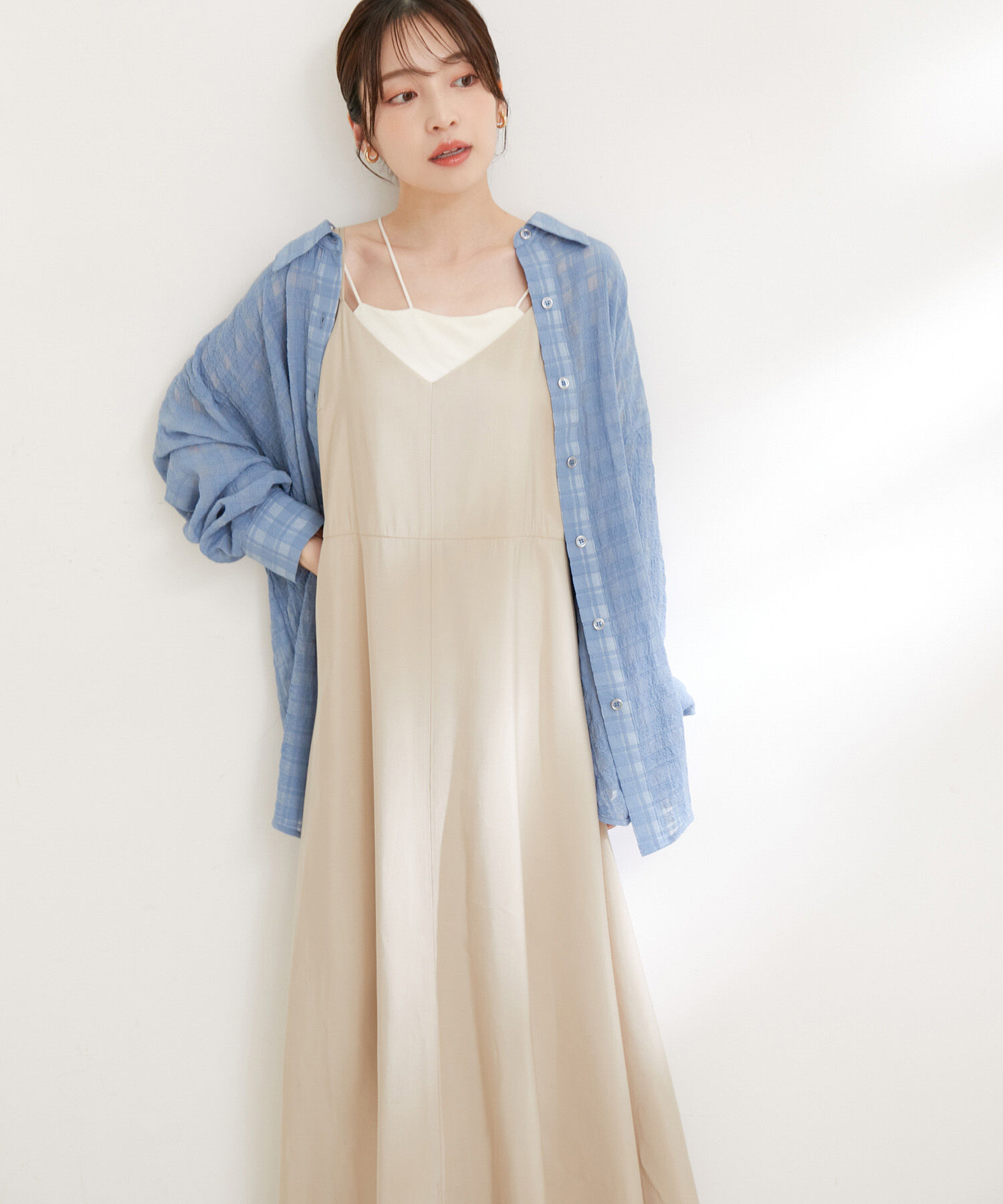 VIS「【洗える】オーバーサイズチェックシアーシャツ」|シャツ・ブラウス|