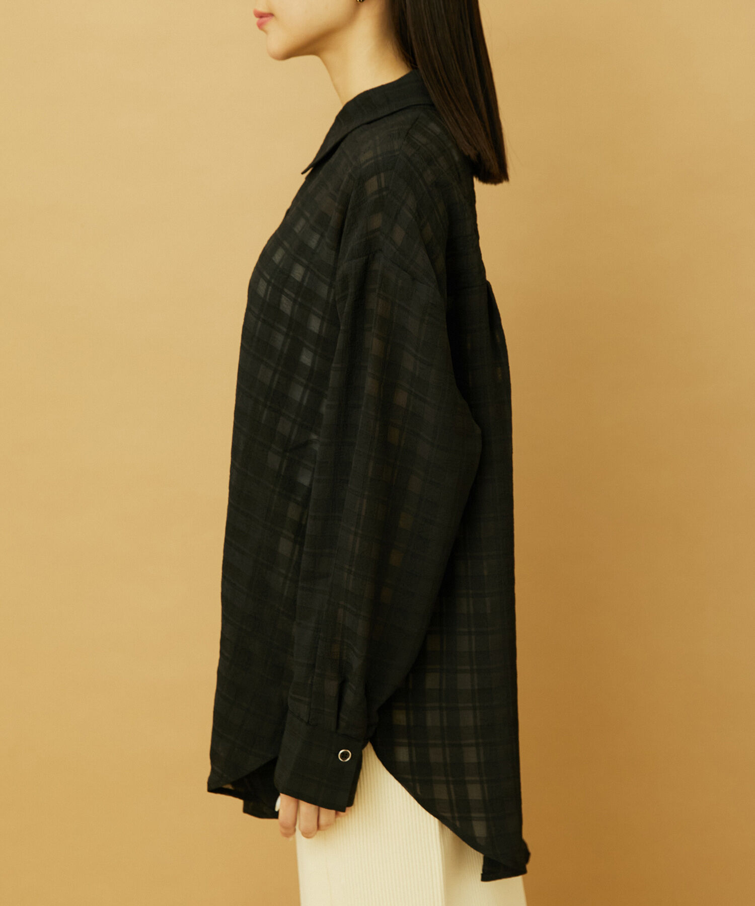 VIS「【洗える】オーバーサイズチェックシアーシャツ」|シャツ・ブラウス|