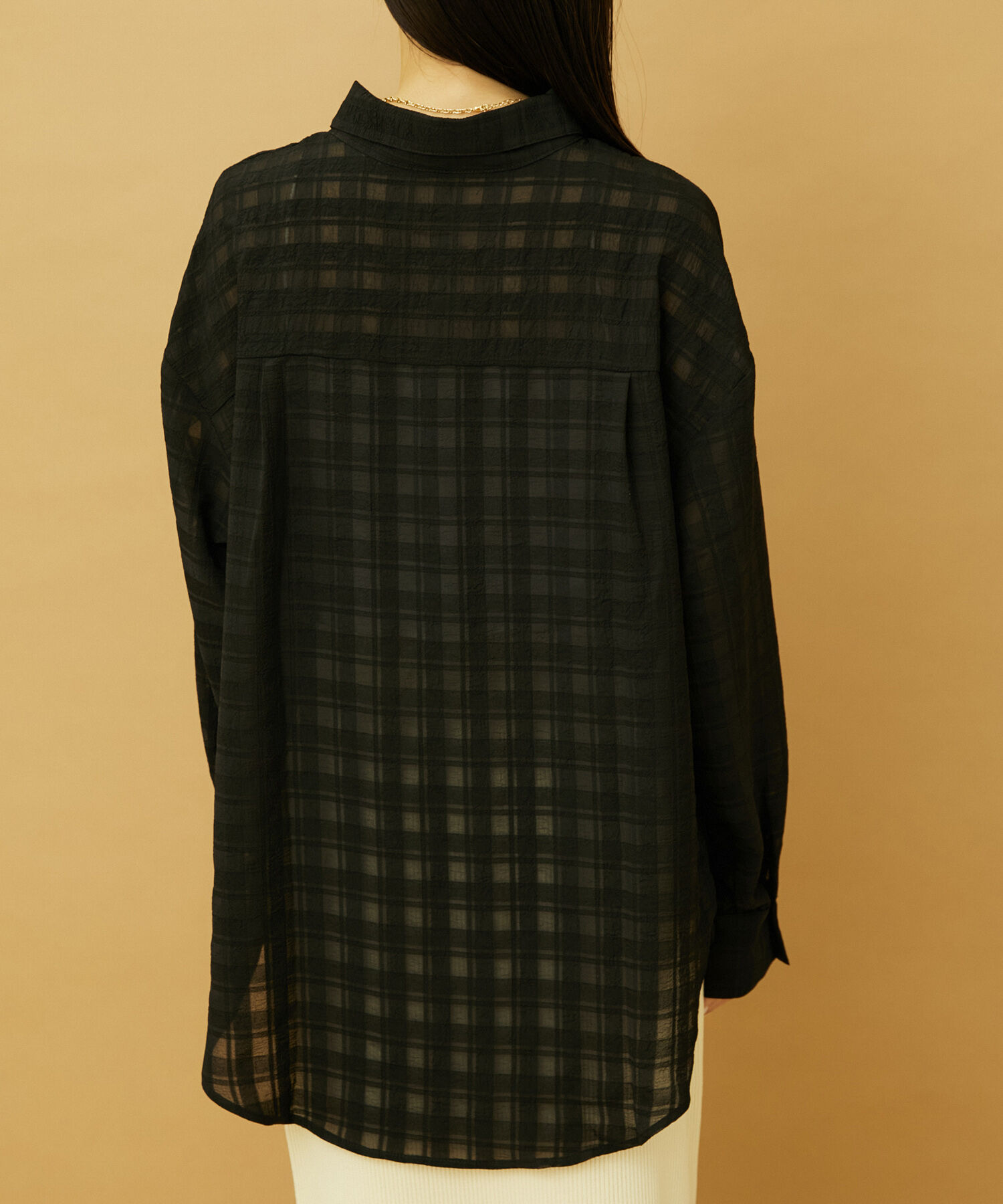 VIS「【洗える】オーバーサイズチェックシアーシャツ」|シャツ・ブラウス|