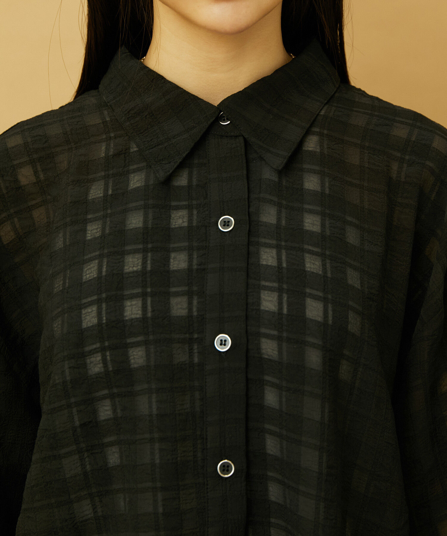 VIS「【洗える】オーバーサイズチェックシアーシャツ」|シャツ・ブラウス|