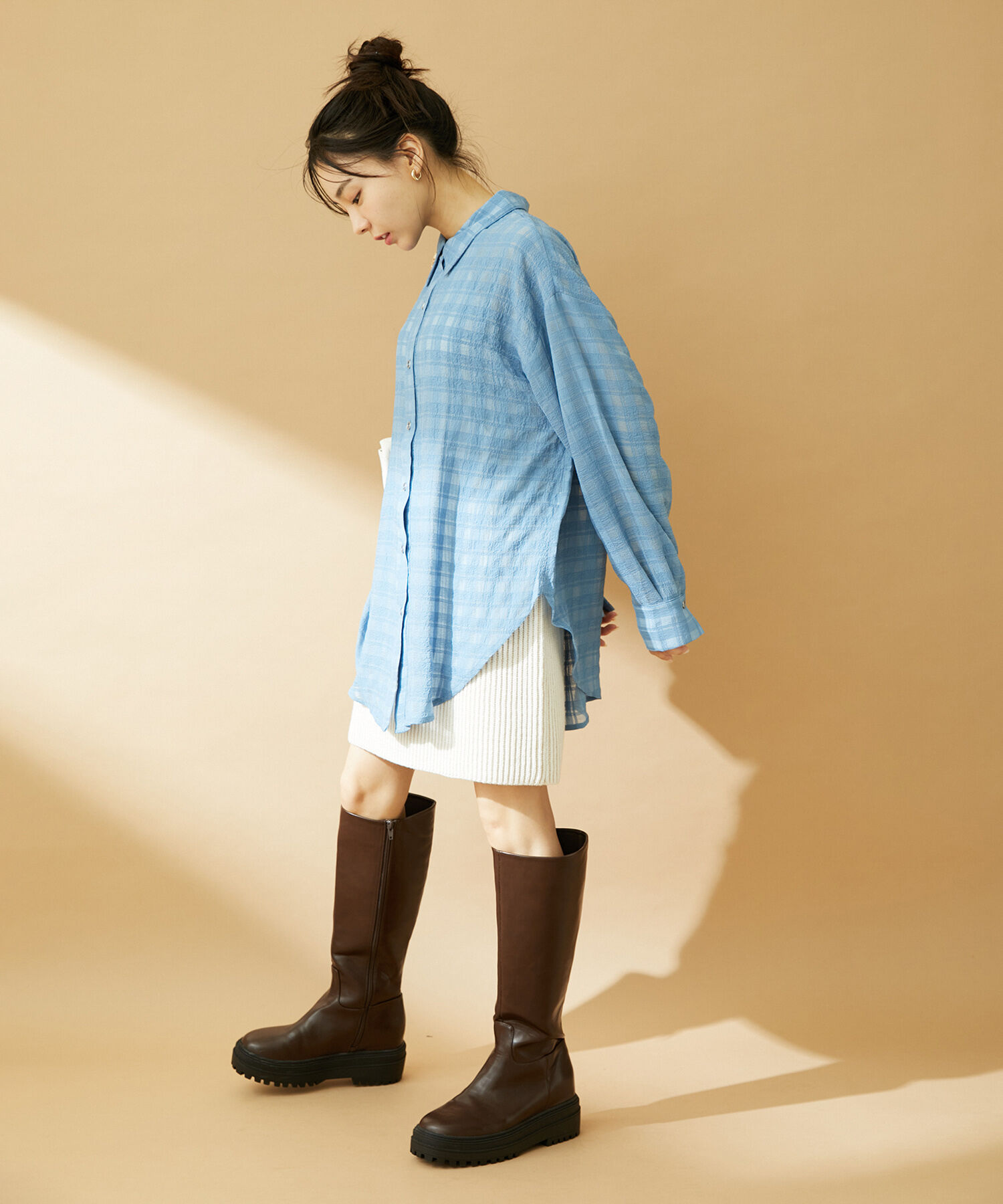 VIS「【洗える】オーバーサイズチェックシアーシャツ」|シャツ・ブラウス|