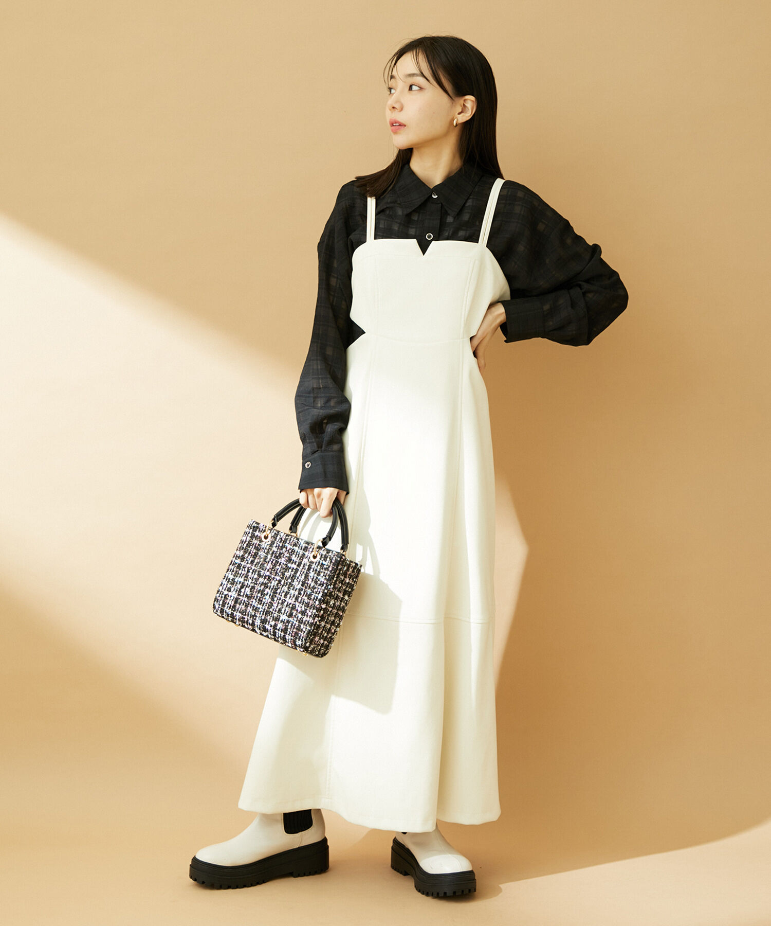 VIS「【洗える】オーバーサイズチェックシアーシャツ」|シャツ・ブラウス|